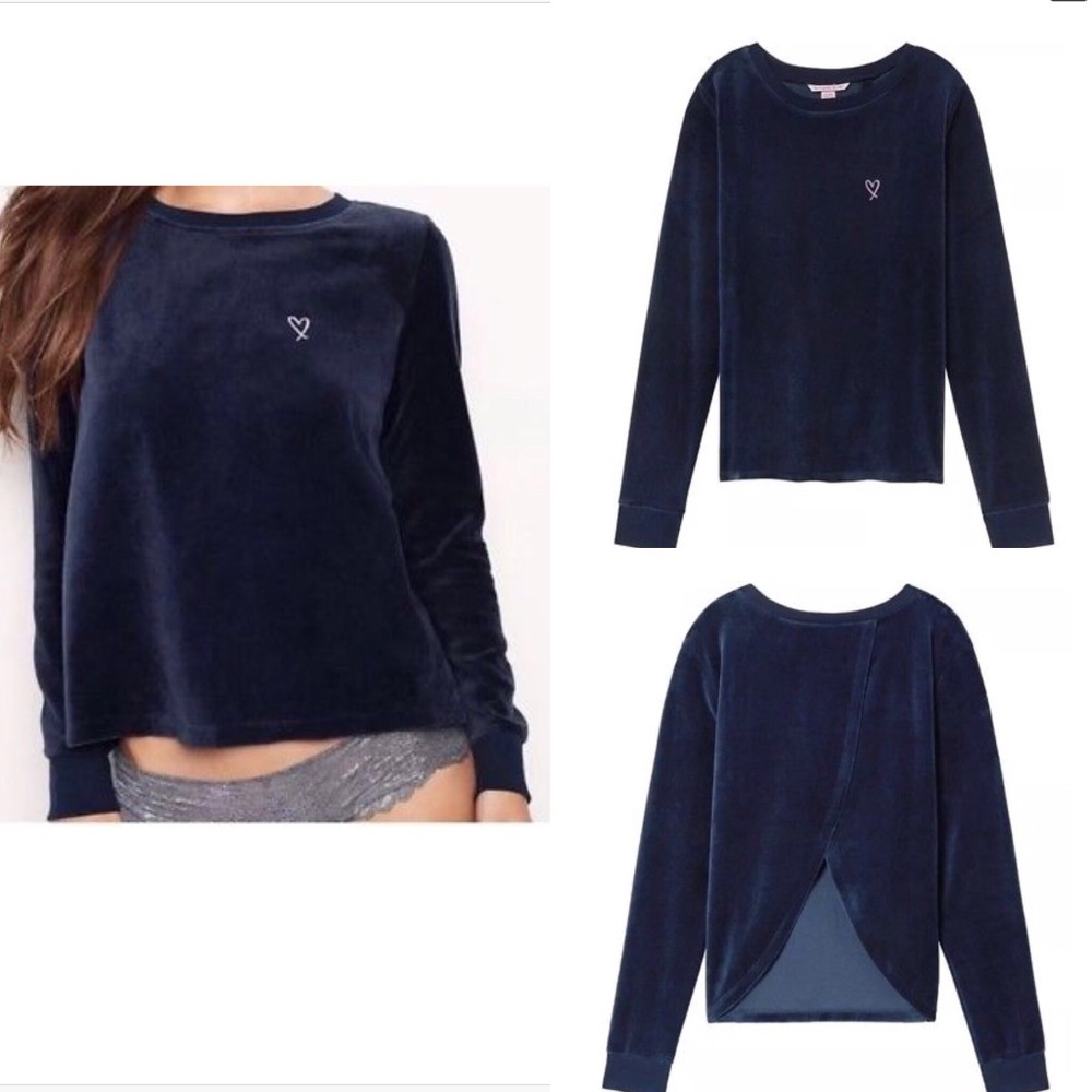 Victoria's Secret Velour Long Sleeve Crossback Top - Picture 2 of 7